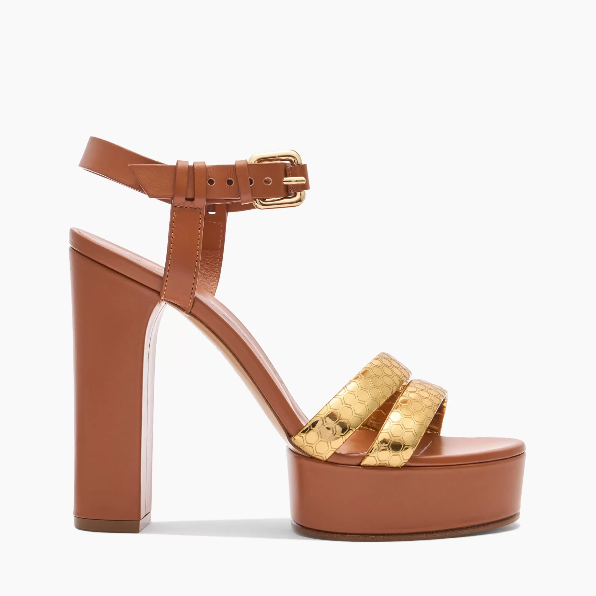 Casadei Atomium Betty Leather And Gold Platform Sandals