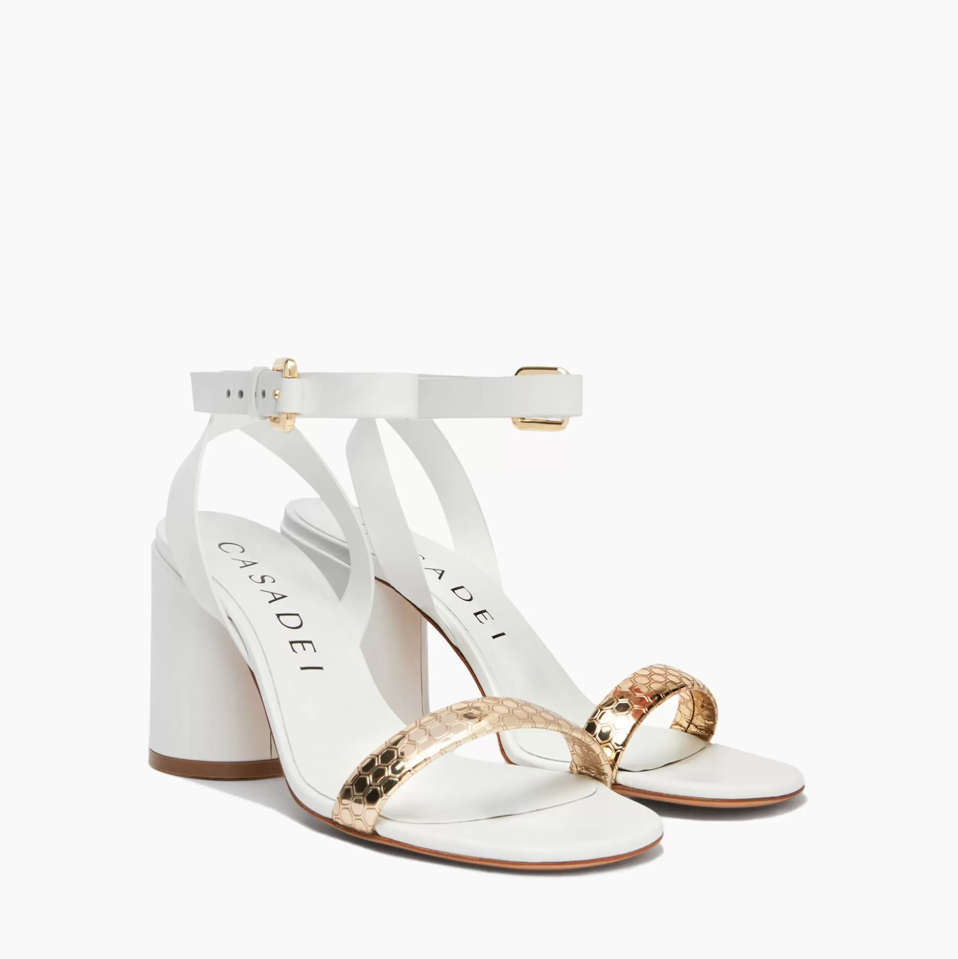 Casadei Atomium Cleo Leather And Platinum Sandals