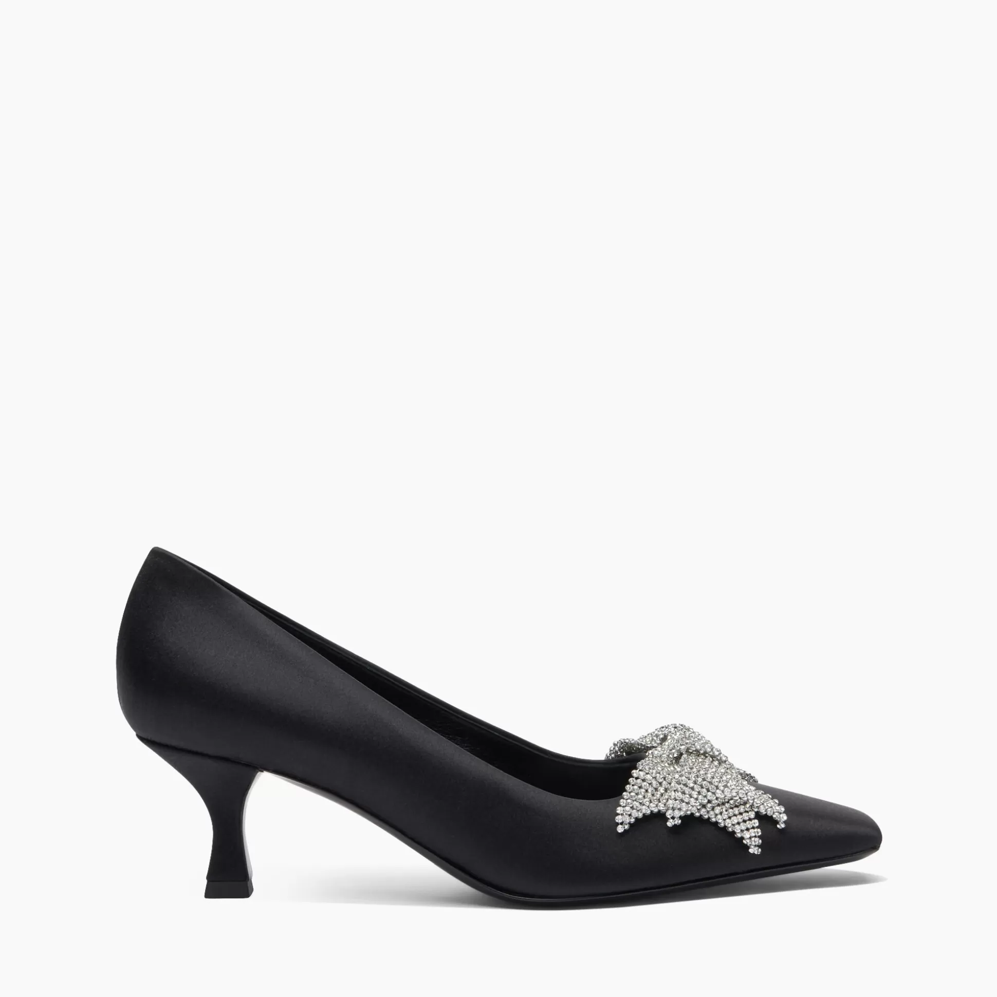 Casadei Butterfly Geraldine Crystal Satin Kitten Pumps