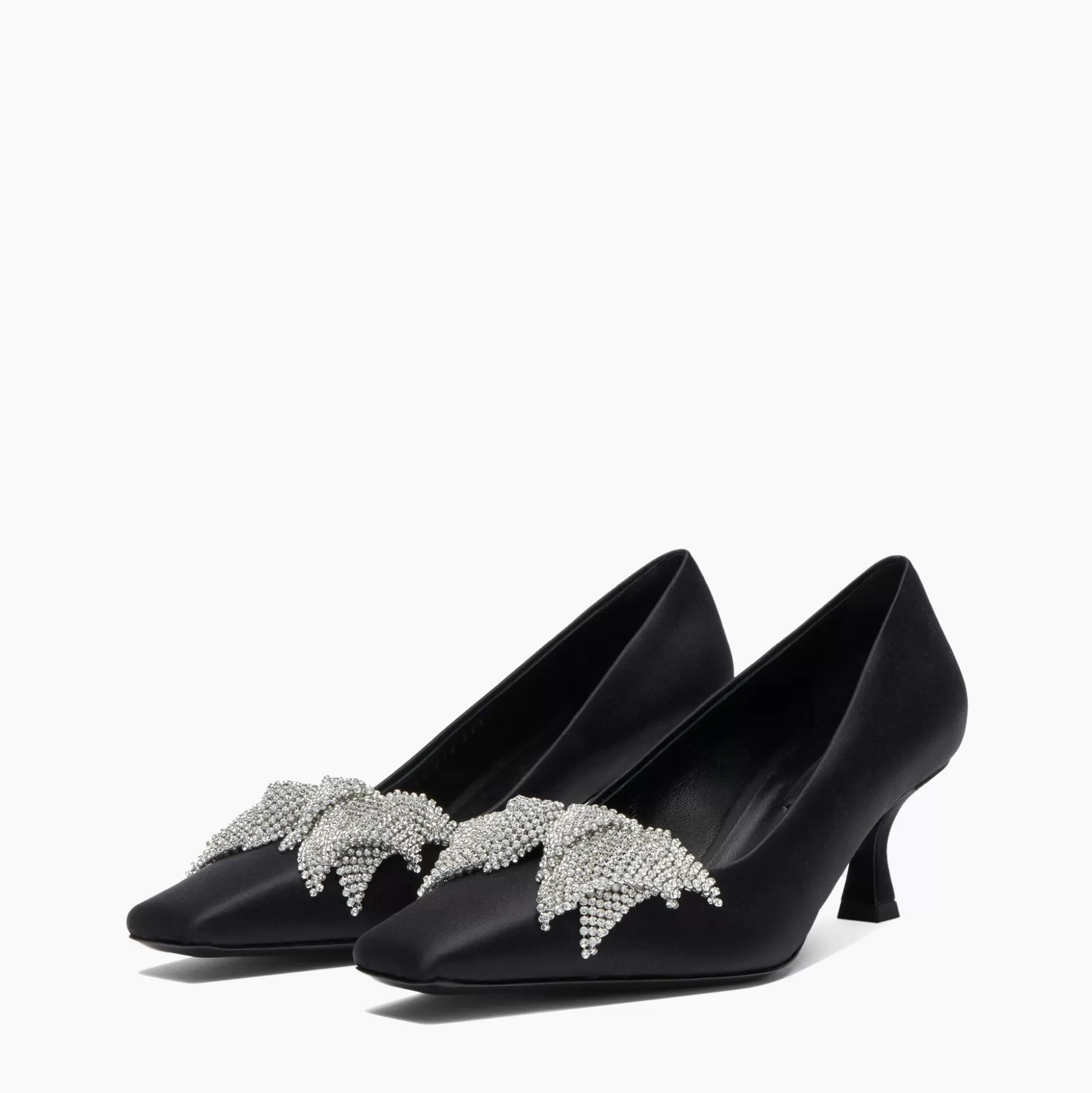 Casadei Butterfly Geraldine Crystal Satin Kitten Pumps