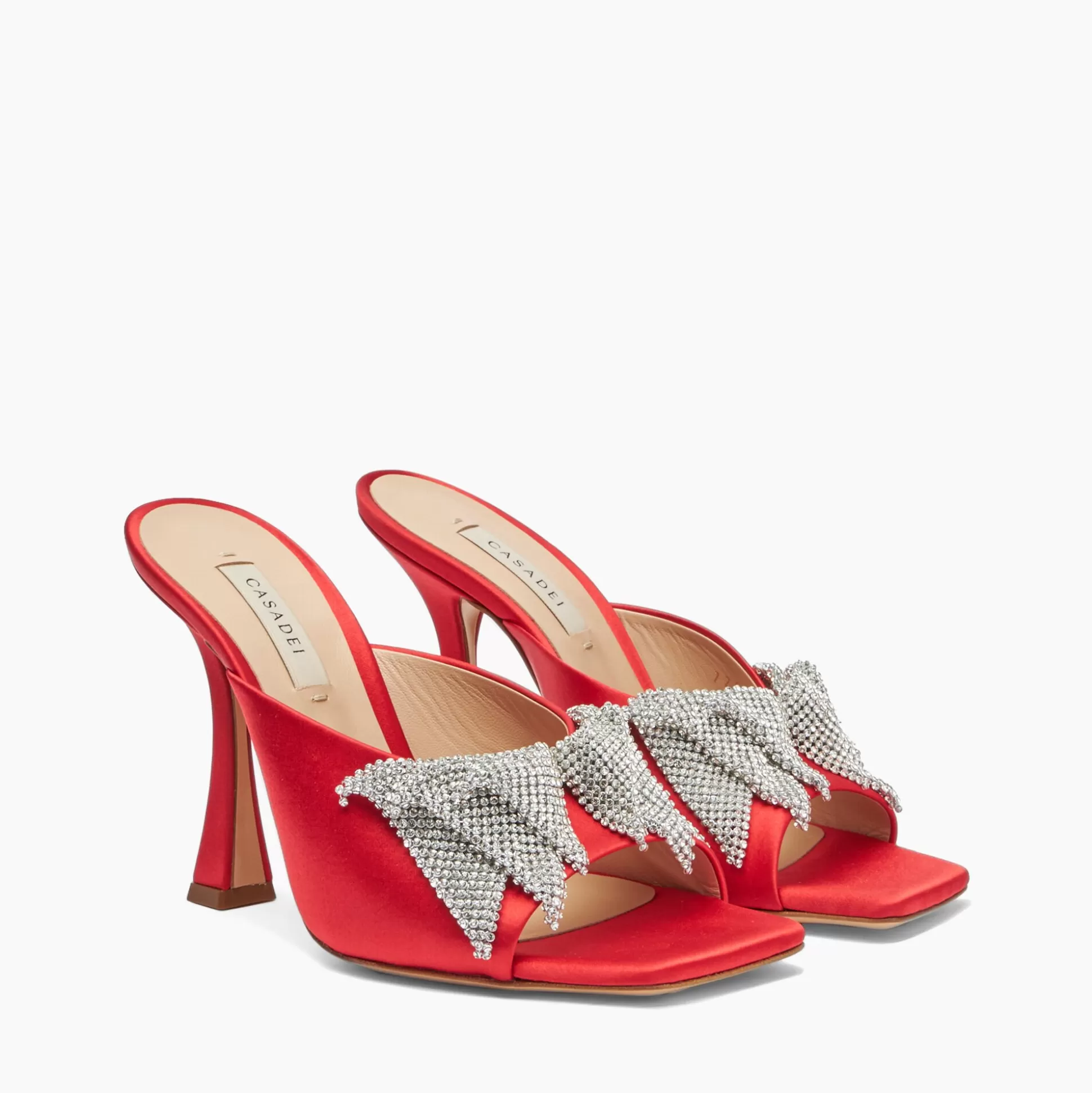 Casadei Butterfly Geraldine Crystal Satin Mules