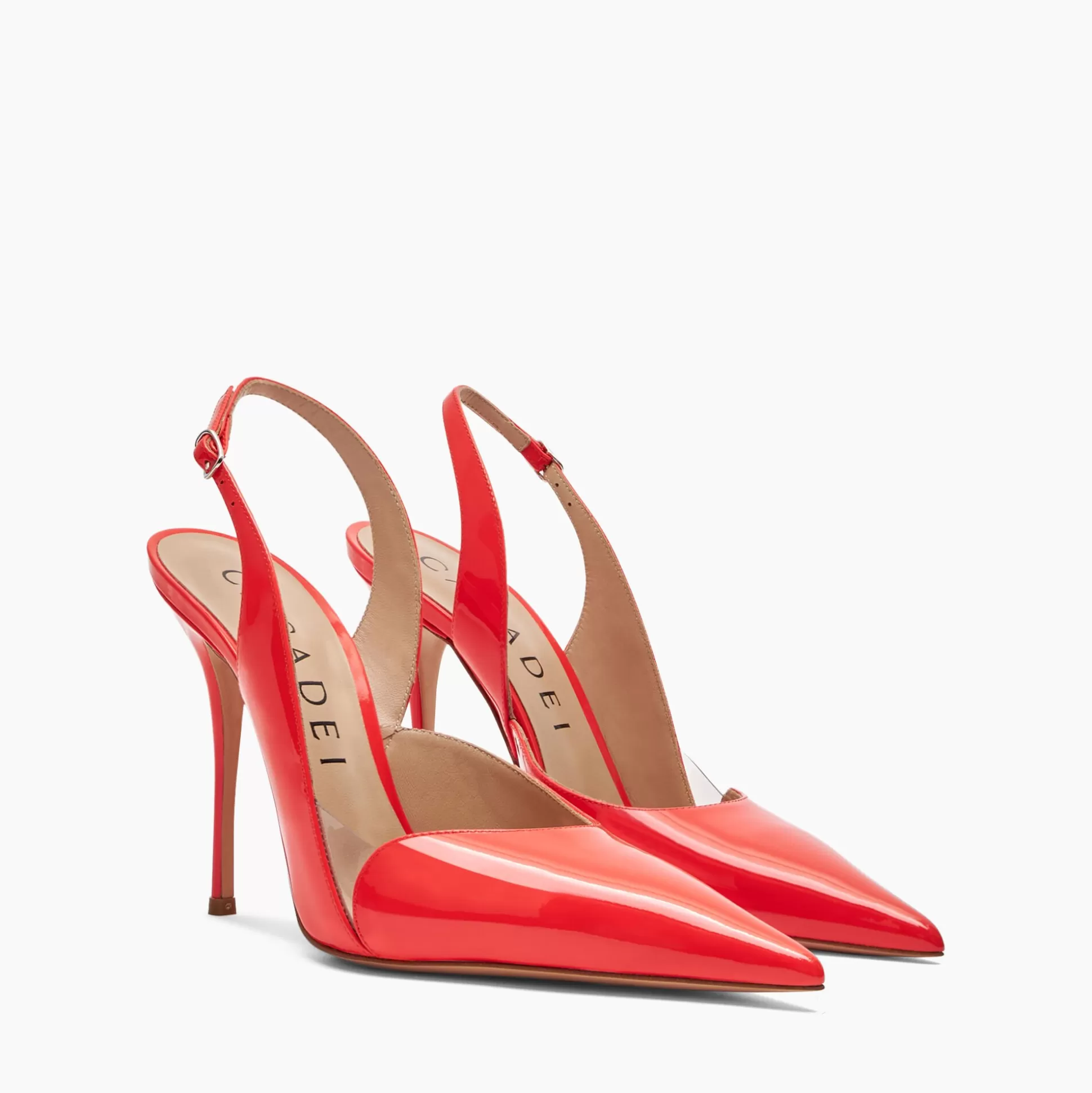 Casadei Scarlet Patent Leather, PVC Slingback